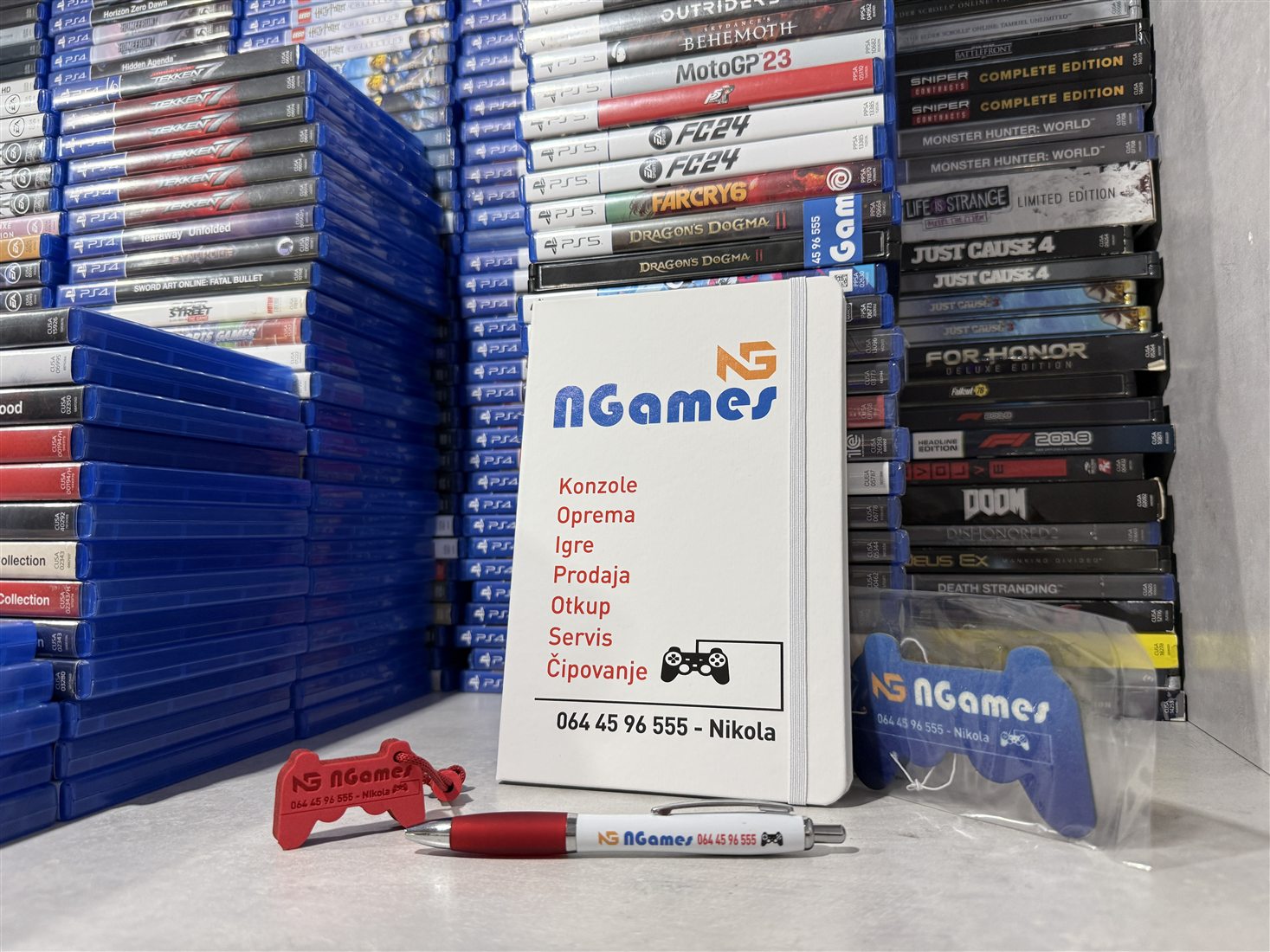 Fizičke igre i NGames kontakt informacije u prodajnom salonu